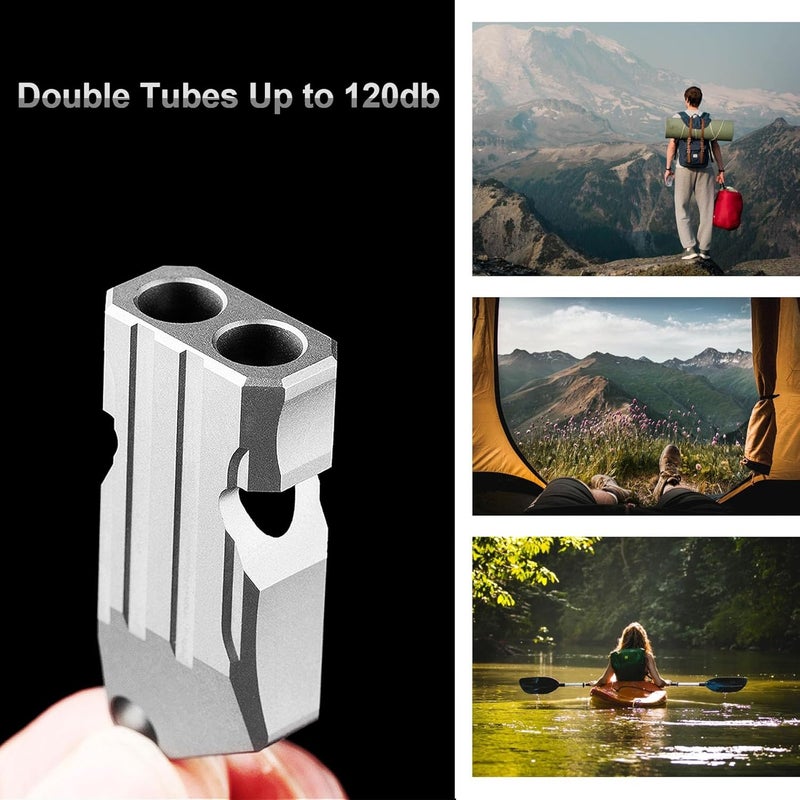 Binboll Double-Tube Whistle Aluminum Alloy Survival Whistle for Outdoor Needs Sports Referee Emergency - Image 2